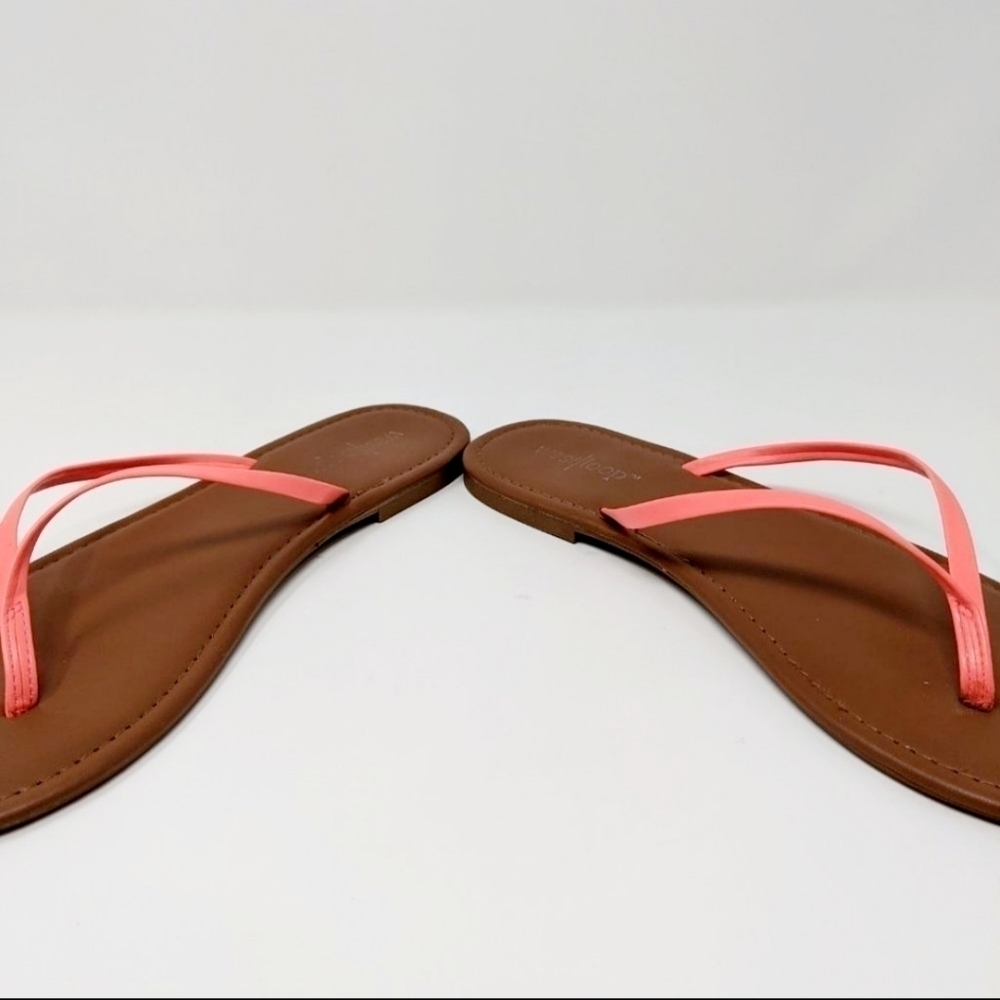 NWT West Loop Neon Coral Thin Sheild Sandals Flip Flops Size Medium (7-8) New - Picture 4 of 10